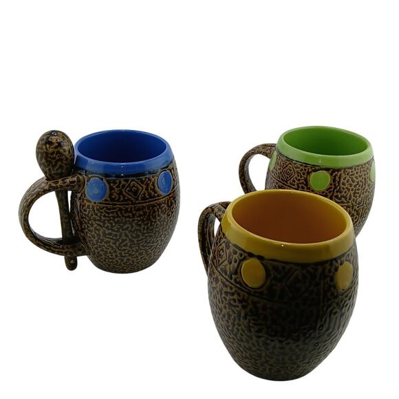 Always Azul Pottery Handcrafted Ceramic Mugs One Spoon Quirky Art Thick Cups - Picture 2 of 10